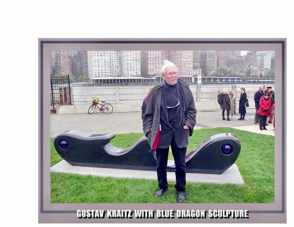 RIVAA: A Time To Give Outside the Gate: Gustav Kraitz with The Blue Dragon Sculpture
